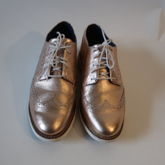 Womens Cole Haan Grand Evolution Rose Gold Laced Brogue Leather Shoes 8.5 * - Picture 2 of 13